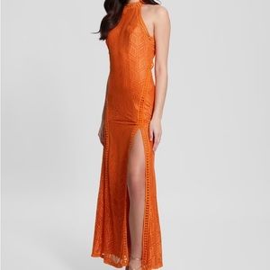GUESS Sunset Lace Maxi Dress ORANGE
